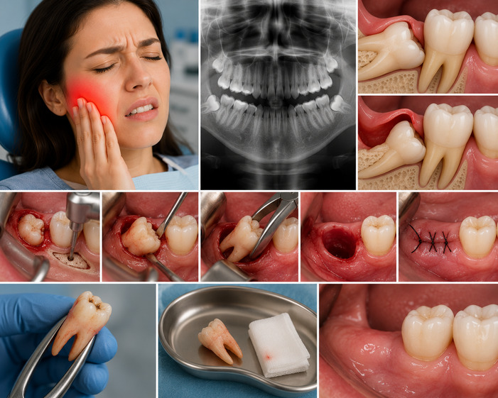 Imagem educativa sobre avaliação de dente do siso