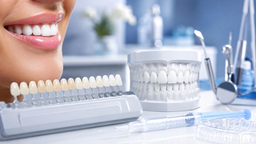 Imagem premium sobre clareamento dental em ambiente odontológico