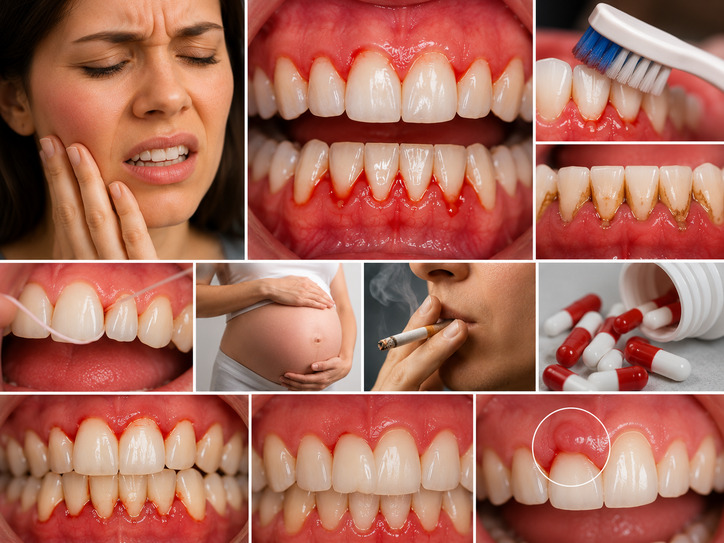 Imagem educativa sobre gengiva sangrando e prevenção periodontal