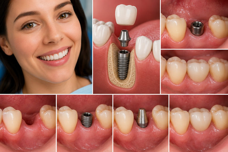 Imagem educativa sobre implante dentário e planejamento odontológico