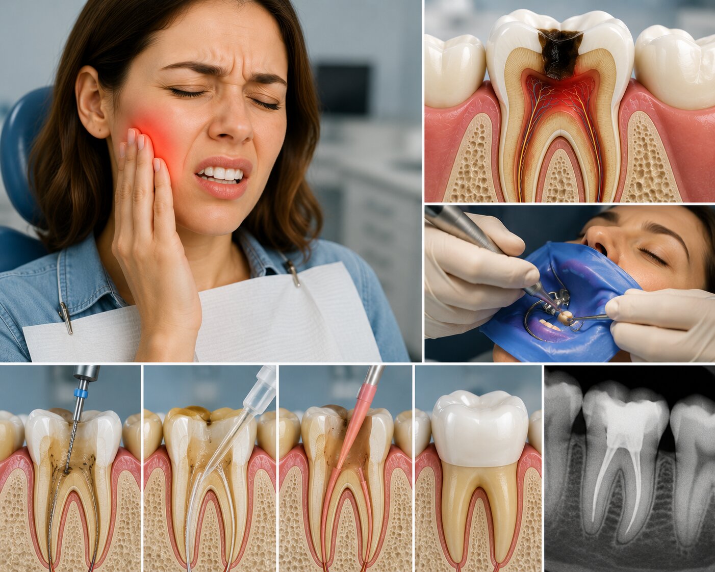 Imagem educativa sobre tratamento de canal e indicação odontológica